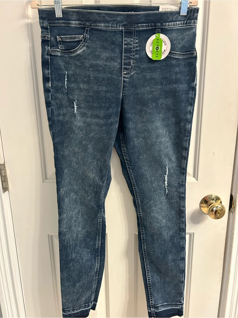 NWT-Justice Girls Dark Wash Denim-Look Leggings - Blue
